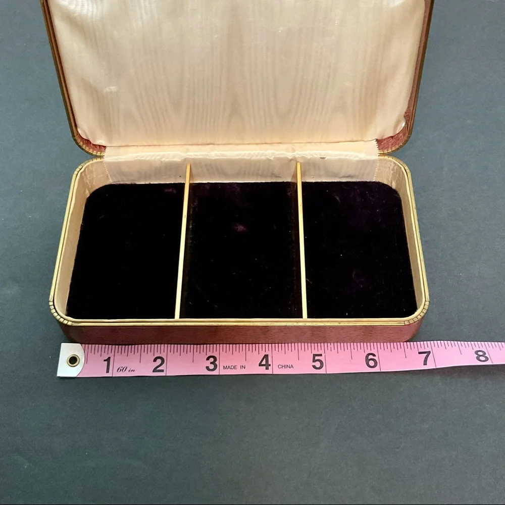 Vintage Mid Century Modern Farrington Texol Jewelry Box Brown - Picture 8 of 10